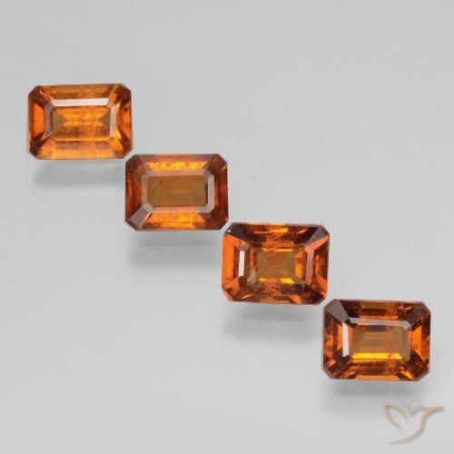 4.24ctw Natural Naranja oscuro granate hessonita, corte esmeralda, VS-SI
