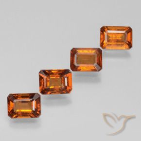 Gemas de granate hessonita Naranja oscuro natural de 4.24 ct, Corte Octágono / Esmeralda, VS-SI