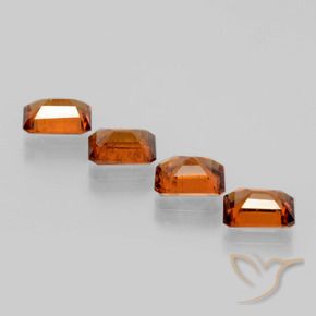 Gemas de granate hessonita Naranja oscuro natural de 4.24 ct, Corte Octágono / Esmeralda, VS-SI