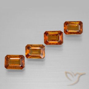 Gemas de granate hessonita Naranja oscuro medio natural de 3.76 ct, Corte Octágono / Esmeralda, VS