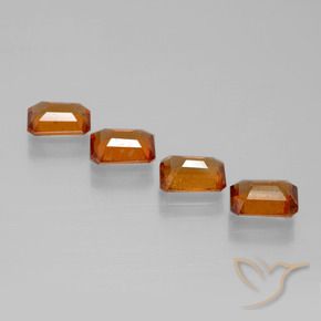 Gemas de granate hessonita Naranja oscuro medio natural de 3.76 ct, Corte Octágono / Esmeralda, VS