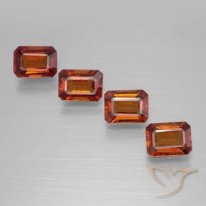 Gemas de granate hessonita Naranja medio natural de 3.84 ct, Corte Octágono / Esmeralda, VS
