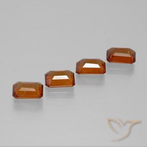 Gemas de granate hessonita Naranja medio natural de 3.84 ct, Corte Octágono / Esmeralda, VS