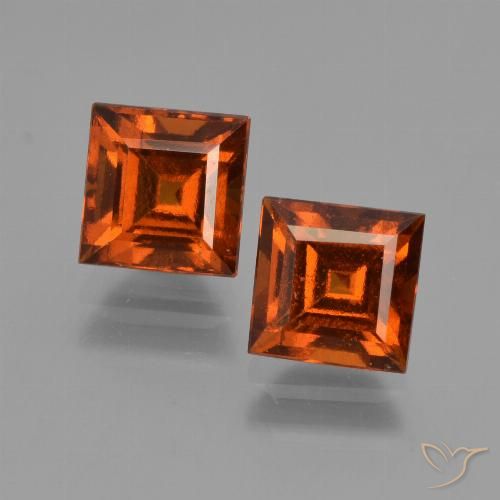 2.80ctw Natural Naranja medio Granate Hessonita, Cuadrado, VS