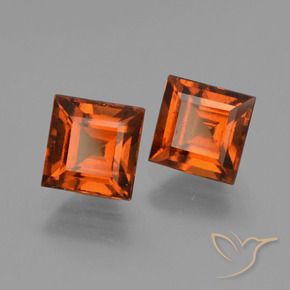 Gemas de granate hessonita Naranja medio natural de 2.80 ct, Cuadrado, VS