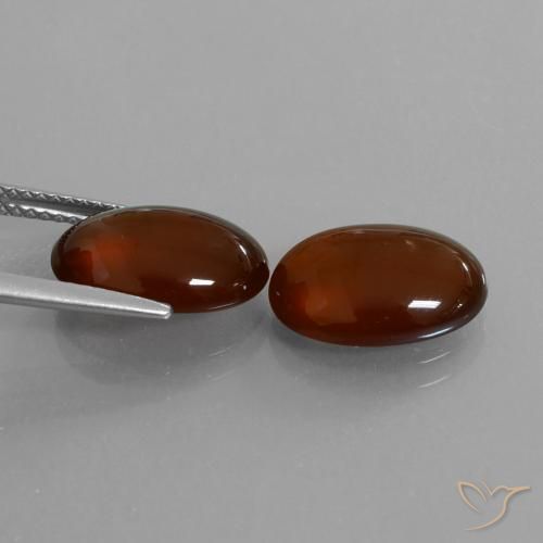 Gemas de granate hessonita Marrón oscuro medio natural de 9.31 ct, Ovalada, Translúcido