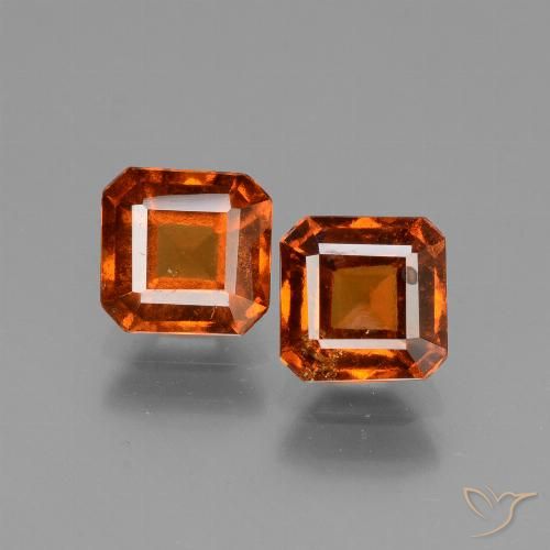 2.77ctw Natural Naranja oscuro Granate Hessonita, corte esmeralda, VS-SI