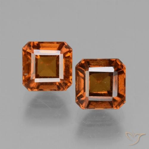 3.44ctw Natural Naranja oscuro Granate Hessonita, corte esmeralda, VS