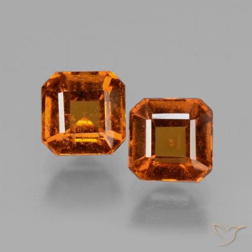 2.99ctw Natural Naranja oscuro granate hessonita, corte esmeralda, VS