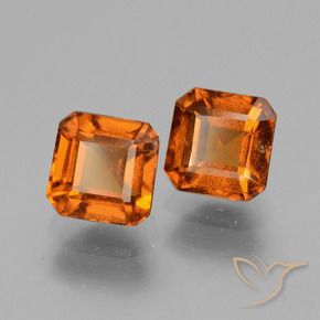 Gemas de granate hessonita Naranja oscuro medio natural de 2.96 ct, Corte Octágono / Esmeralda, VS