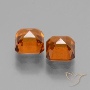 Gemas de granate hessonita Naranja oscuro medio natural de 2.96 ct, Corte Octágono / Esmeralda, VS
