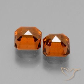 Gemas de granate hessonita Ámbar naranja natural de 2.84 ct, Corte Octágono / Esmeralda, VS