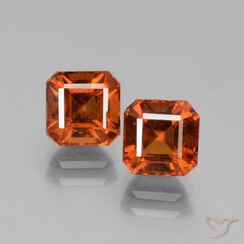 3.35ctw Natural Naranja oscuro Granate Hessonita, corte esmeralda, VS