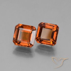 Gemas de granate hessonita Naranja rojizo natural de 2.90 ct, Corte Octágono / Esmeralda, VS