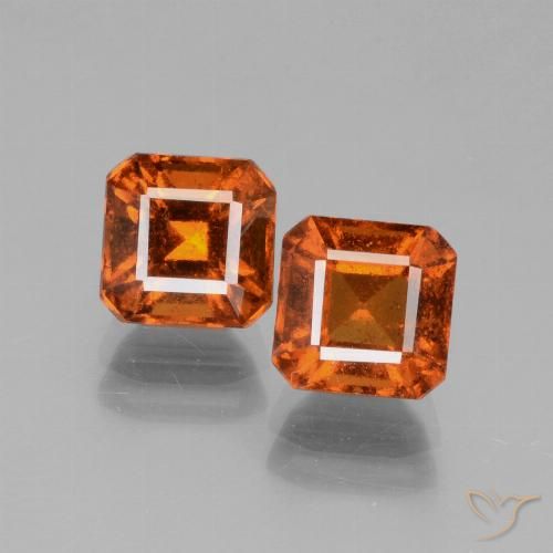 3.40ctw Natural Naranja oscuro Granate Hessonita, corte esmeralda, VS-SI