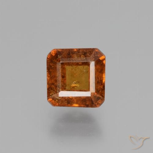 1.48ct Natural Naranja oscuro granate hessonita, corte esmeralda, VS-SI