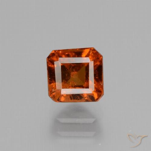 1.58ct Natural Naranja oscuro granate hessonita, corte esmeralda, VS-SI