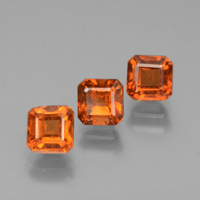Gemas de granate hessonita naranja natural de 2,46 ct, corte esmeralda, VS