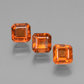 Gemas de granate hessonita naranja natural de 2,46 ct, corte esmeralda, VS