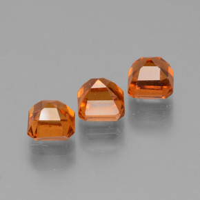 Gemas de granate hessonita naranja natural de 2,46 ct, corte esmeralda, VS