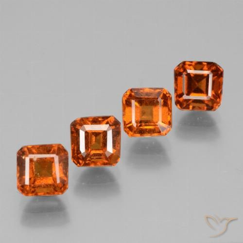 3.59ctw Natural Naranja fuego granate hessonita, corte esmeralda, VS