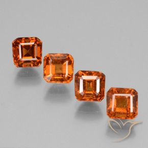Gemas de granate hessonita Naranja fuego natural de 3.59 ct, Corte Octágono / Esmeralda, VS