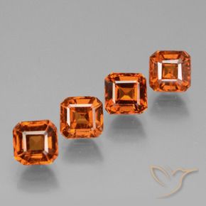 Gemas de granate hessonita Naranja oscuro natural de 3.69 ct, Corte Octágono / Esmeralda, VS
