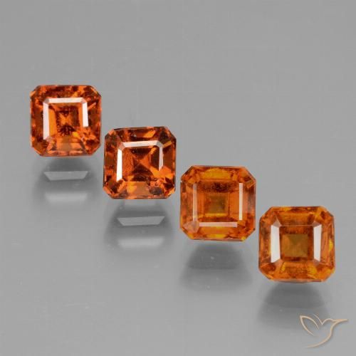 3.91ctw Natural Naranja oscuro granate hessonita, corte esmeralda, VS