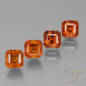 Gemas de granate hessonita Naranja oscuro natural de 3.91 ct, Corte Octágono / Esmeralda, VS