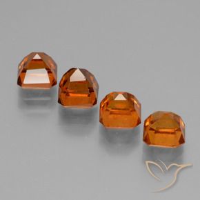 Gemas de granate hessonita Naranja oscuro natural de 3.91 ct, Corte Octágono / Esmeralda, VS