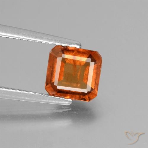 1.38ct Natural Naranja oscuro granate hessonita, corte esmeralda, VS-SI