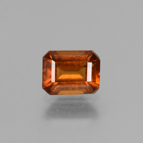 Granate hessonita naranja canela natural de 1,46 ct, corte esmeralda, VS