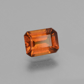 Granate hessonita naranja canela natural de 1,46 ct, corte esmeralda, VS