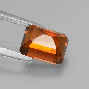 Granate hessonita naranja natural de 2,54 ct, corte esmeralda, VS-SI