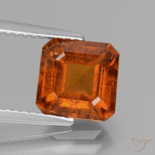2.83ct Natural Naranja rojizo Granate Hessonita, corte esmeralda, VS-SI