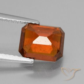 granate hessonita Naranja oscuro natural de 2.65 ct, corte esmeralda, VS-SI