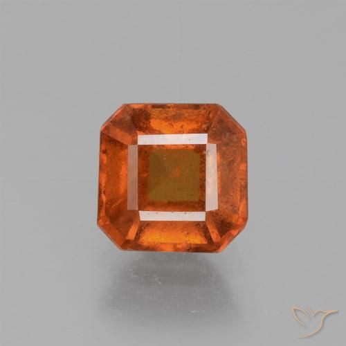 1.56ct Natural Naranja medio granate hessonita, corte esmeralda, VS-SI