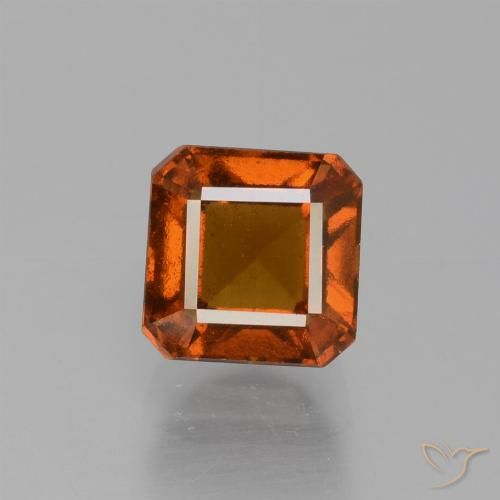 1.76ct Natural Naranja oscuro granate hessonita, corte esmeralda, VS