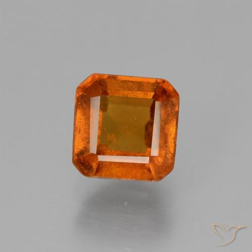 1.56ct Natural Naranja oscuro granate hessonita, corte esmeralda, VS-SI