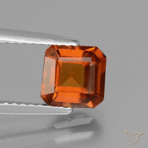 1.42ct Natural Naranja oscuro granate hessonita, corte esmeralda, VS-SI