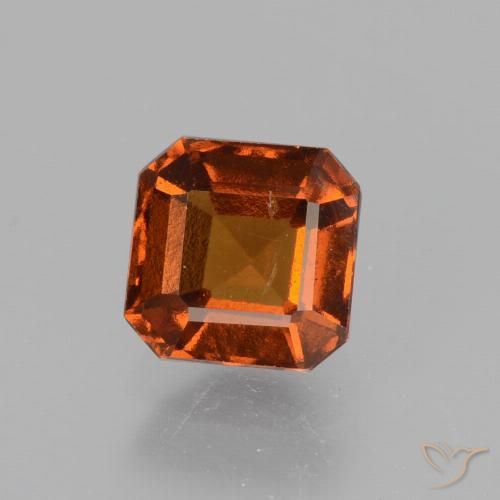 1.35ct Natural Naranja oscuro granate hessonita, corte esmeralda, VS-SI