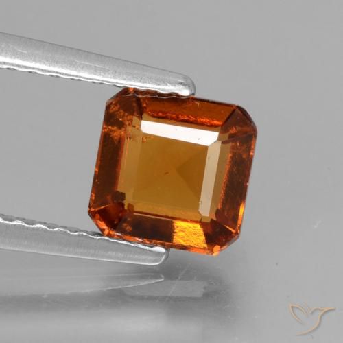 1.47ct Natural Naranja oscuro granate hessonita, corte esmeralda, VS