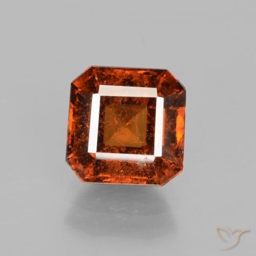 2.15ct Natural Naranja oscuro Granate Hessonita, corte esmeralda, VS-SI