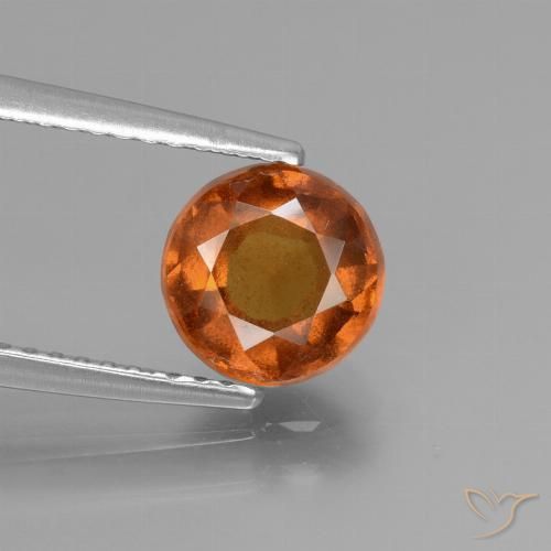 1.65ct Natural Naranja oscuro medio Granate Hessonita, Redondo, VS-SI