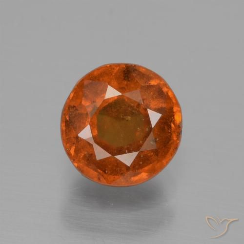 1.62ct Natural Ámbar naranja granate hessonita, Redondo, VS-SI