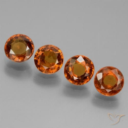 3.78ctw Natural Naranja oscuro granate hessonita, Redondo, VS-SI