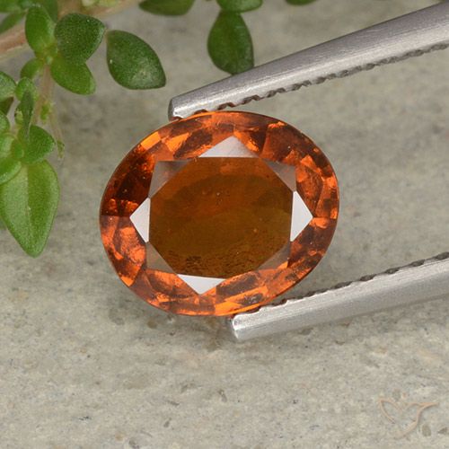 1.56ct Natural Naranja oscuro Granate Hessonita, Ovalada, VS