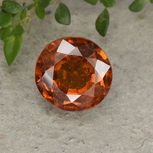 1.78ct Natural Naranja oscuro granate hessonita, Redondo, VS-SI