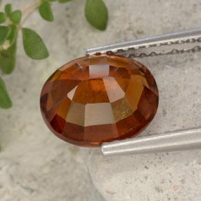 Granate hessonita naranja natural de 2,79 ct, corte óvalo, VS