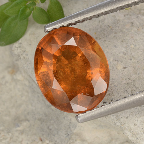 Granate hessonita naranja natural de 2,62 ct, corte óvalo, VS-SI